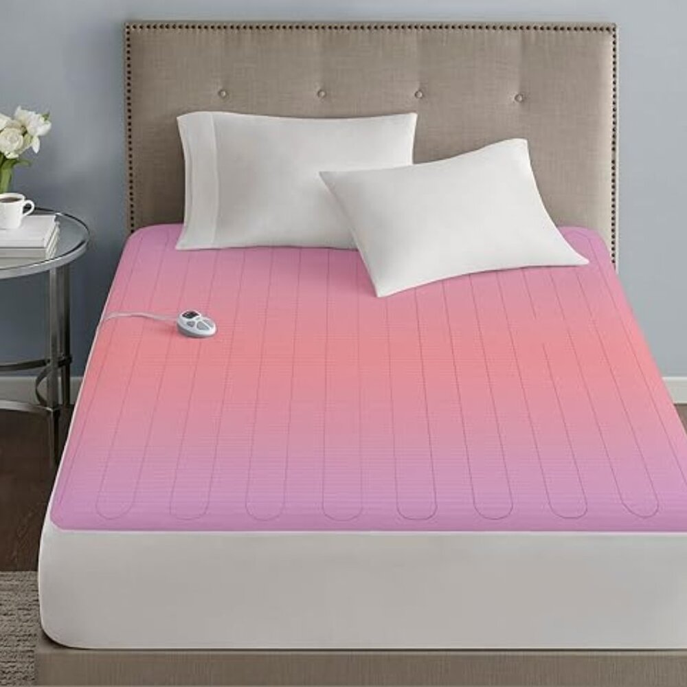 Serta Waterproof Heated Mattress Pad Electric Bed Warmer with 10 Heat Se…